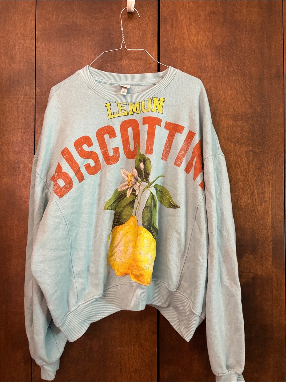 H&M Light Blue Sweatshirt with Yellow Lemon Graphic